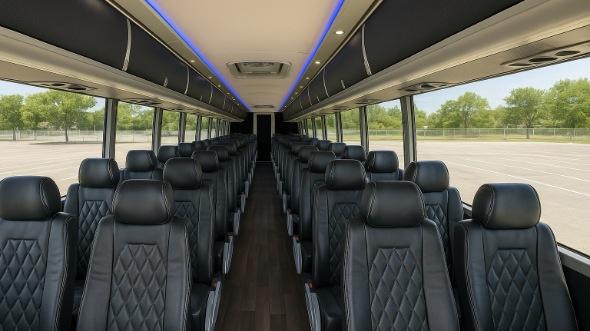 Interior of Charter Bus Company Hutto's 50 Passenger Charter Bus in Hutto