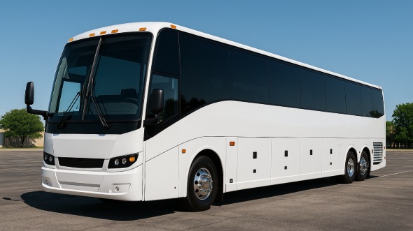 Exterior of Charter Bus Company Round Rock's 50 Passenger Charter Bus in Round Rock
