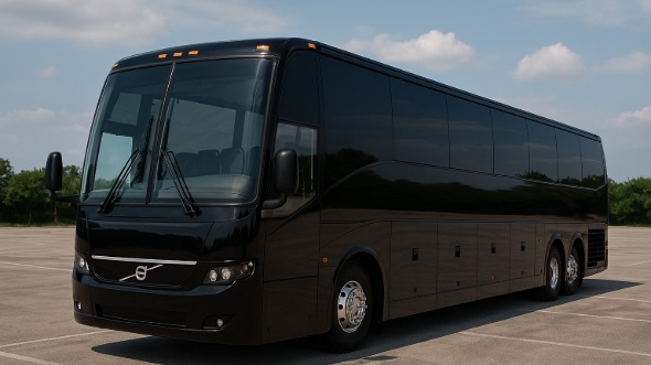 Exterior of Charter Bus Company Round Rock's 56 Passenger Charter Bus in Round Rock