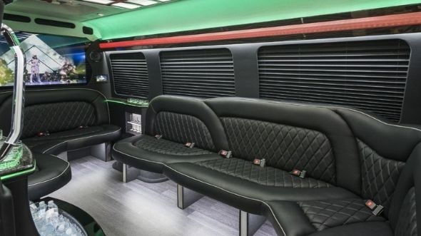 Interior of Charter Bus Company Temple's Sprinter Limo in Temple